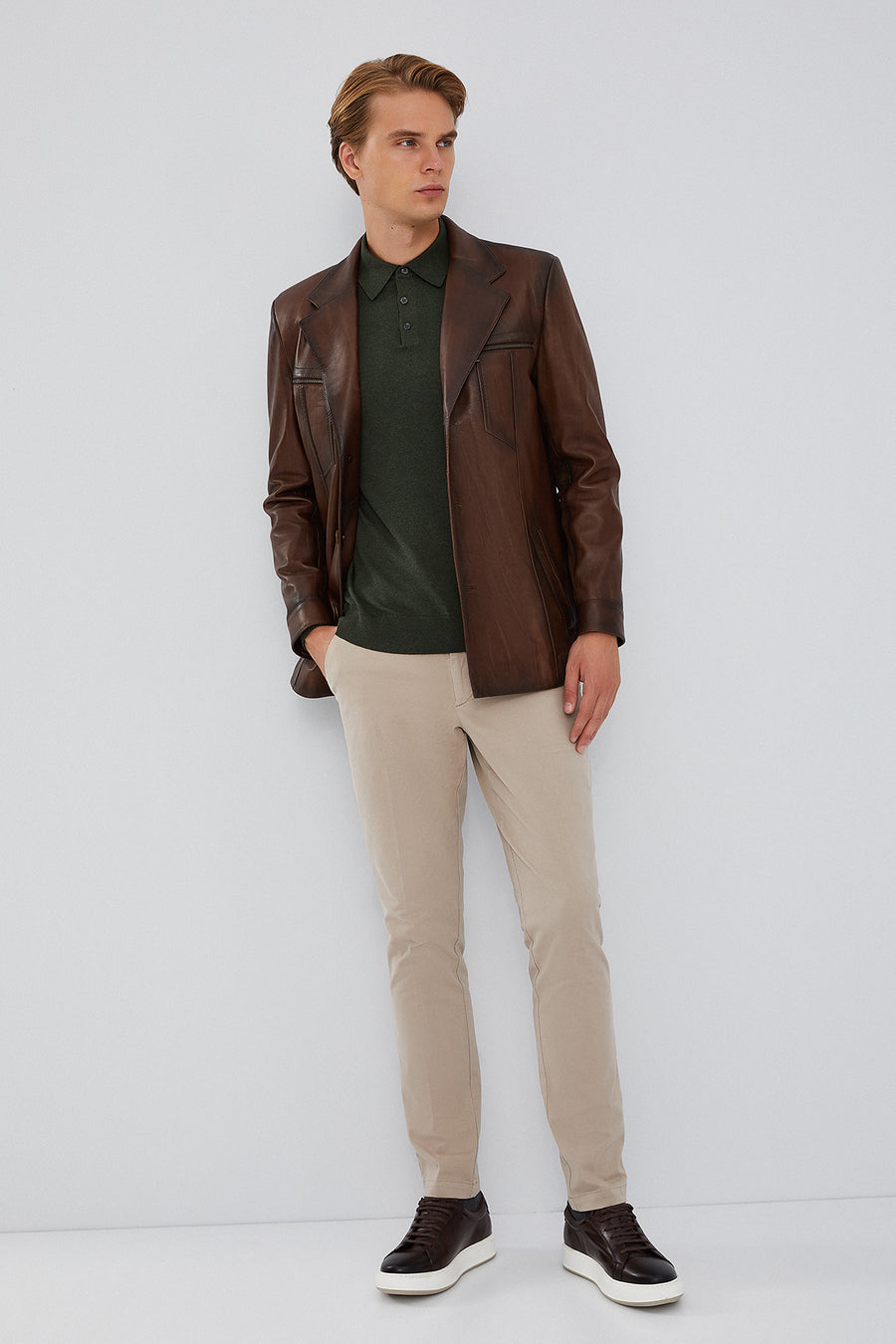 Bernard Men's Brown Blazer Leather Jacket