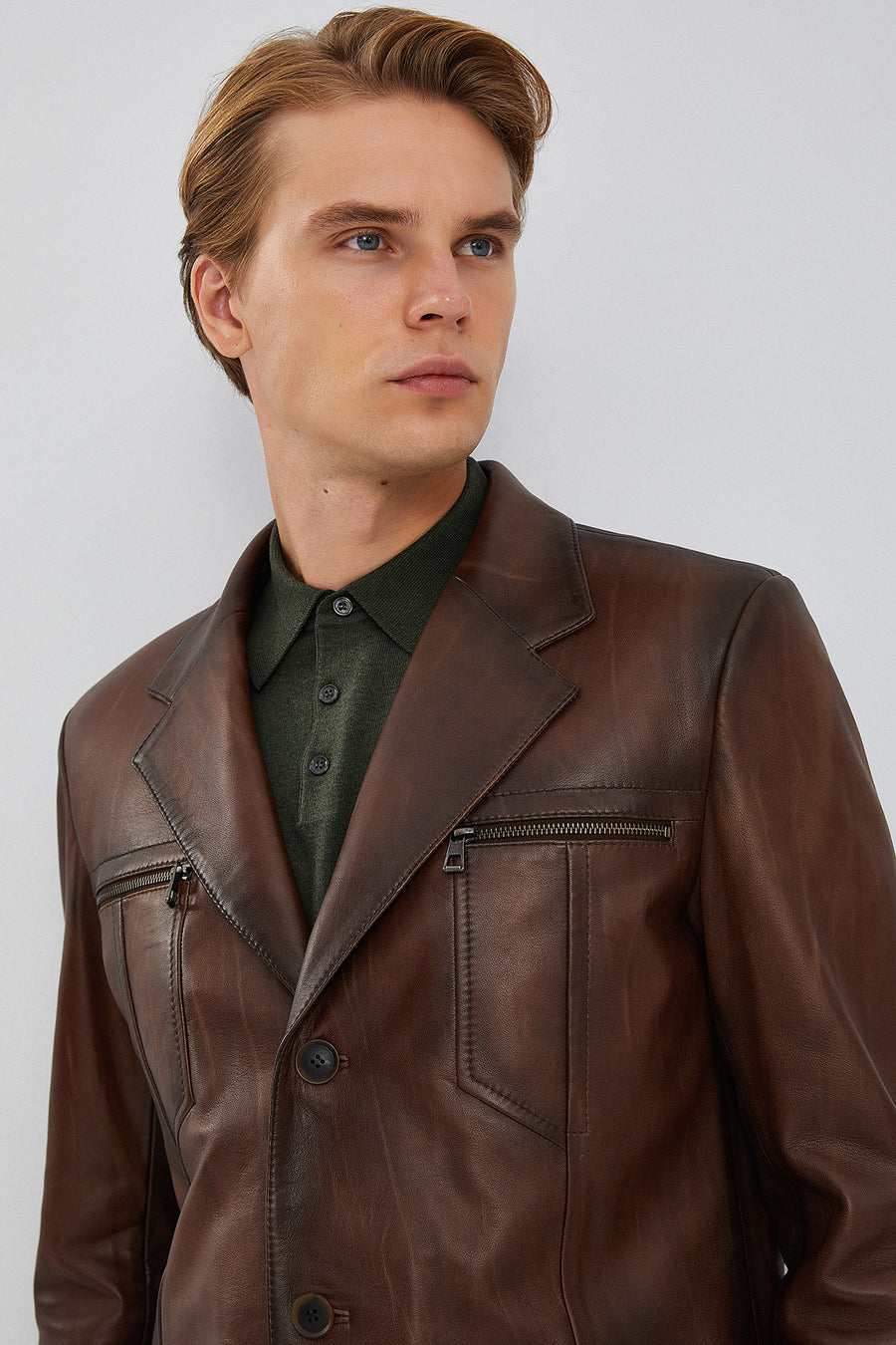 Bernard Men's Brown Blazer Leather Jacket