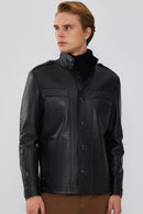 Pascal Men's Black Sports Blazer Leather Jacket | Derimod