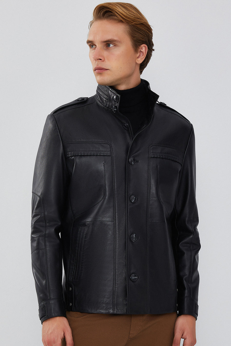 Pascal Men's Black Sports Blazer Leather Jacket 23WGE65021M | Derimod