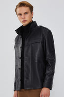 Pascal Men's Black Sports Blazer Leather Jacket | Derimod