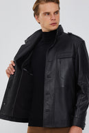 Pascal Men's Black Sports Blazer Leather Jacket | Derimod