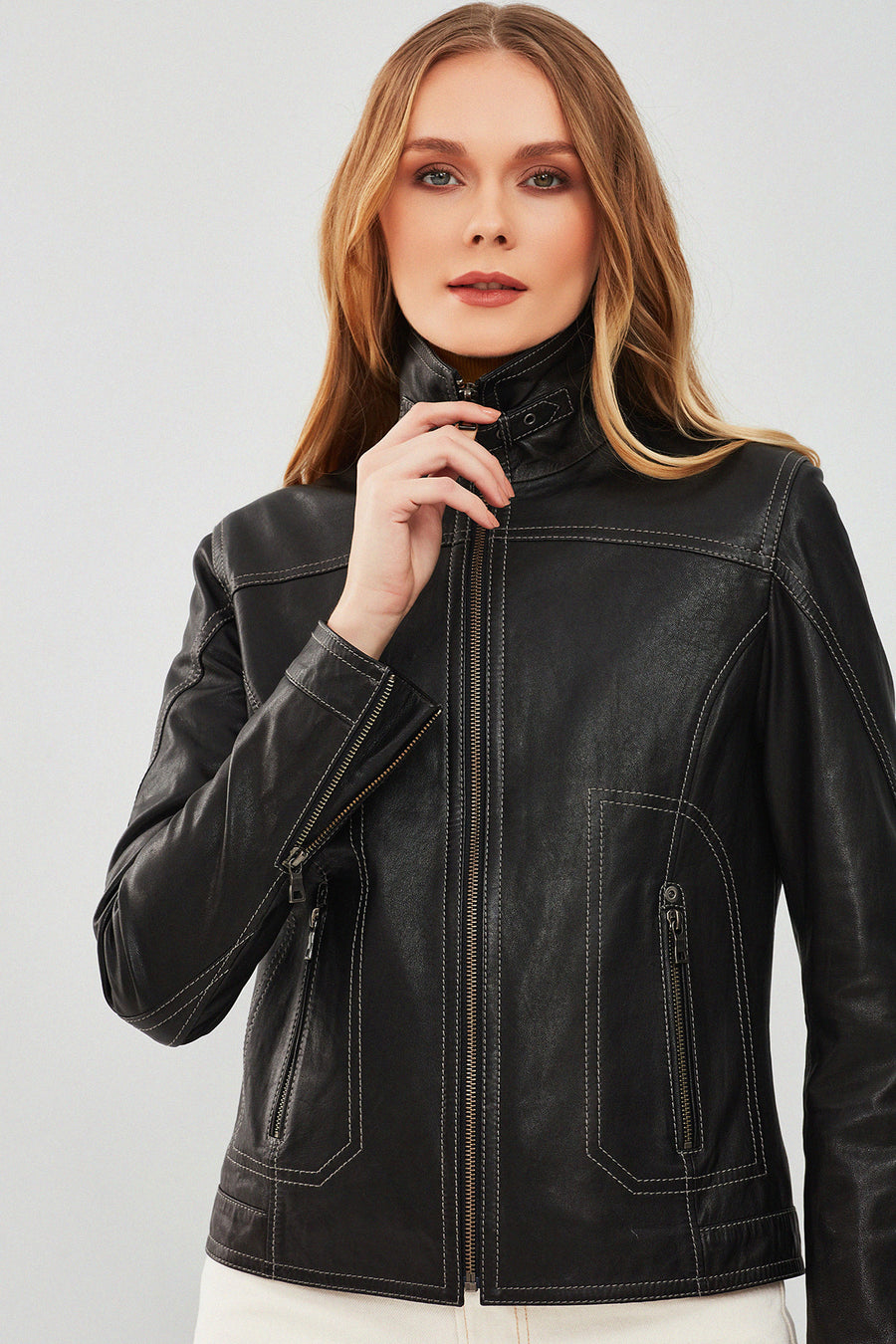 Fiesta Women's Black Short Leather Jacket