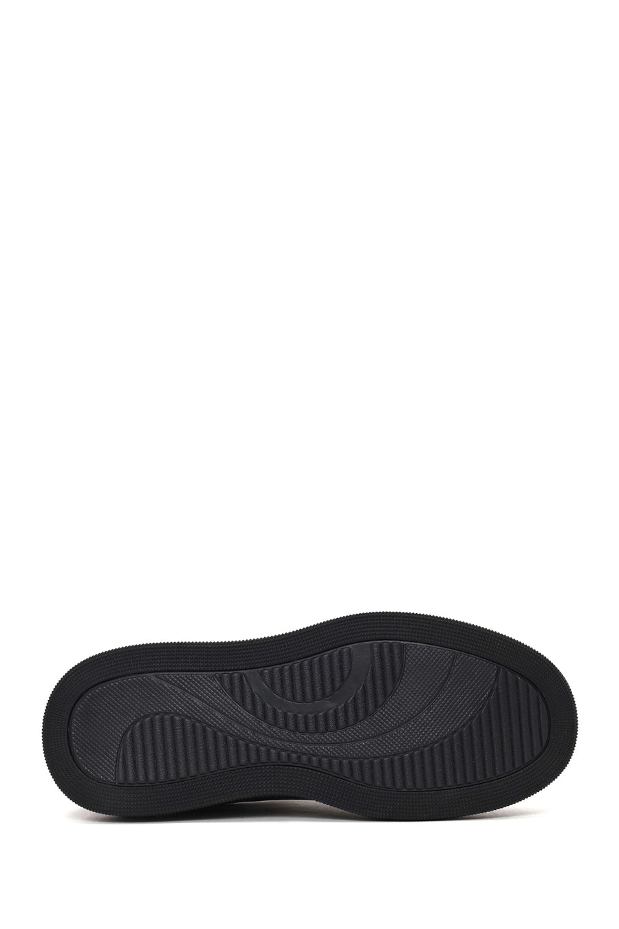 Erkek Siyah Bağcıklı Kalın Tabanlı Deri Sneaker
