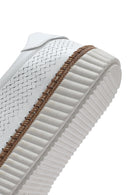 Women's White Lace-up Thick-Sole Leather Sneaker | Derimod