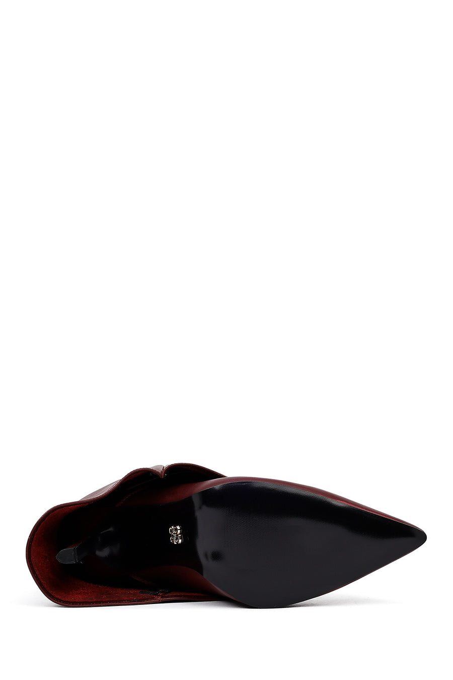 Women's Burgundy Thin Heeled Leather Boot