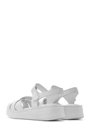 Women's White Strappy Thick Soled Leather Comfort Sandals | Derimod