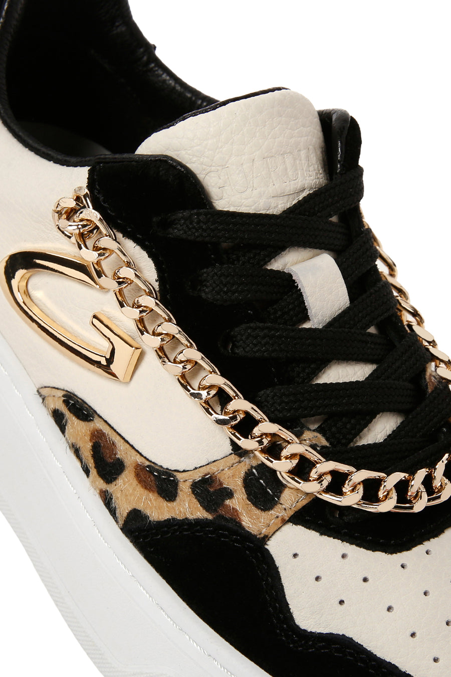 Alberto Guardiani Women's Black Chain Leather Sneaker