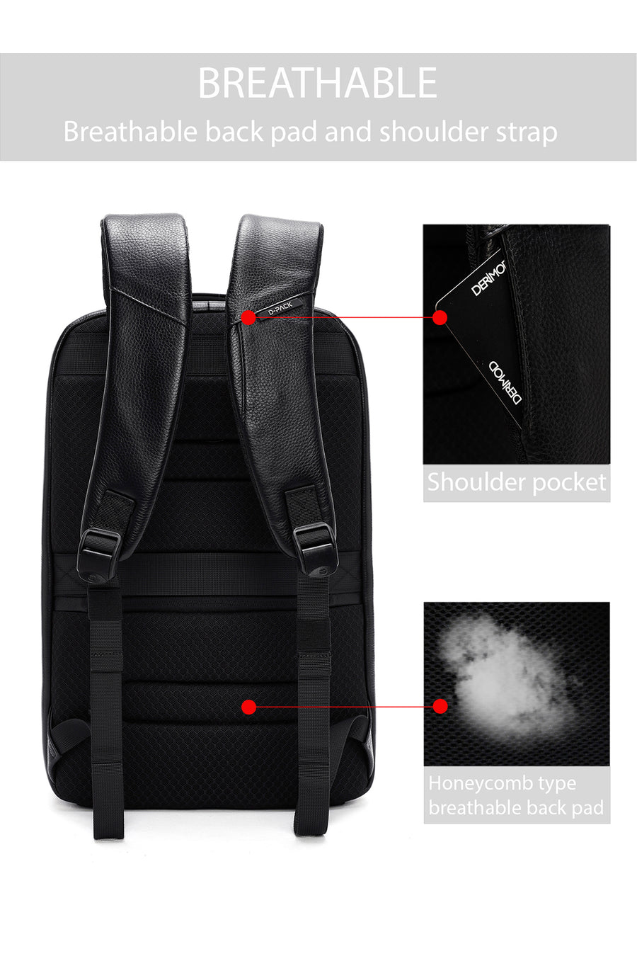 D-Pack Unisex Siyah Teknolojik Deri Sırt Çantası