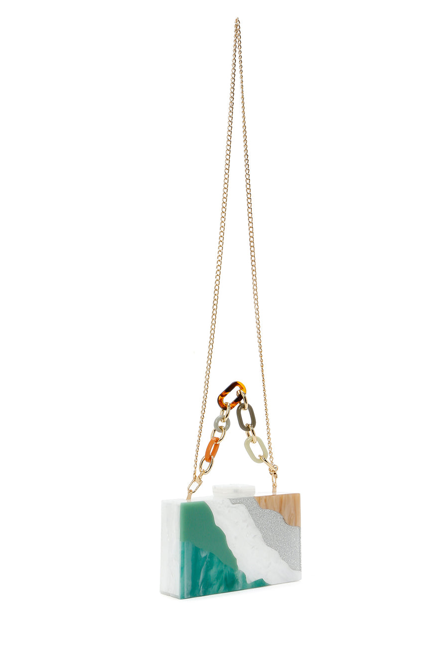 Women's Green Long Chain Strap Mini Box Bag