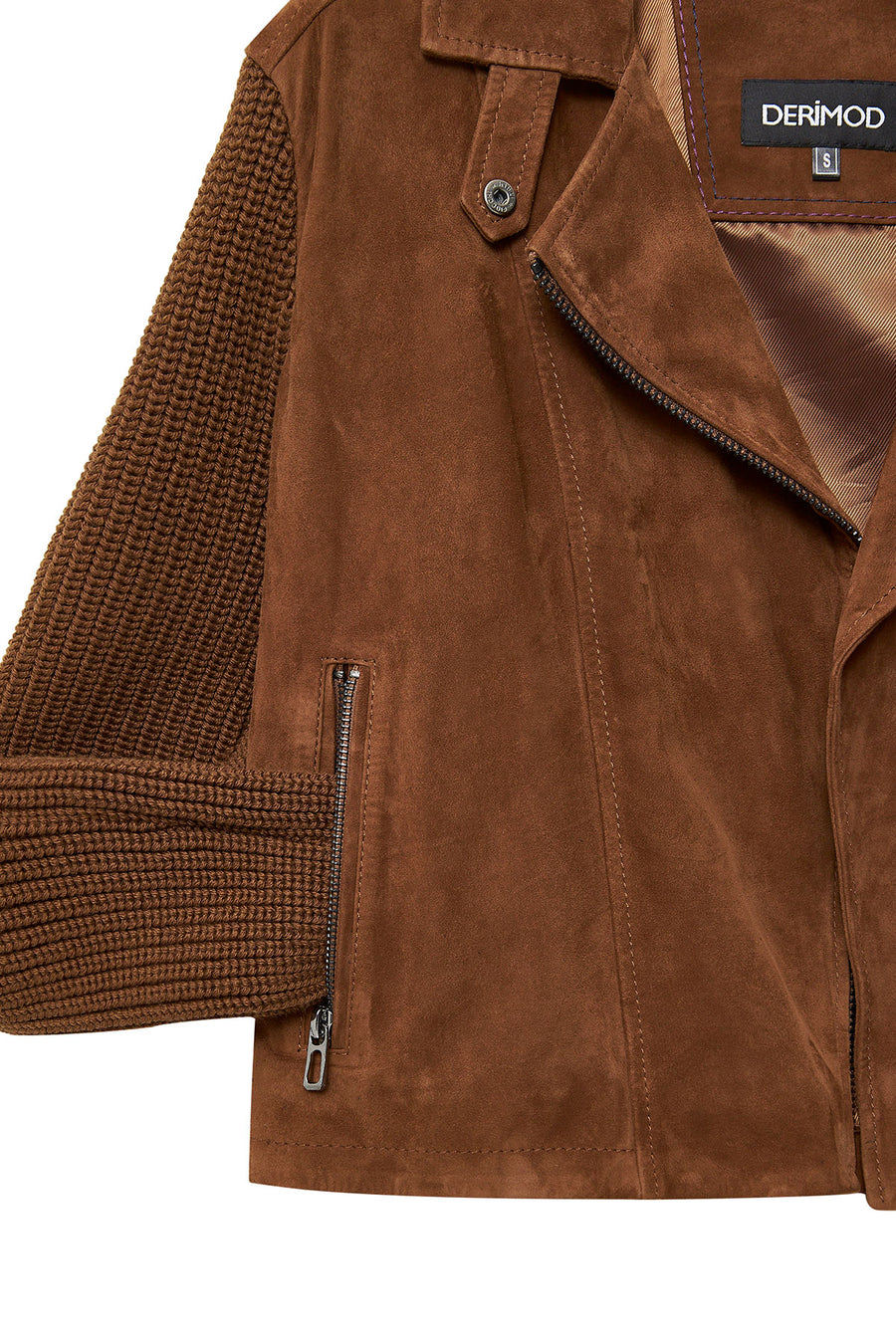 Marcy Women's Brown Double Breasted Suede Leather Jacket