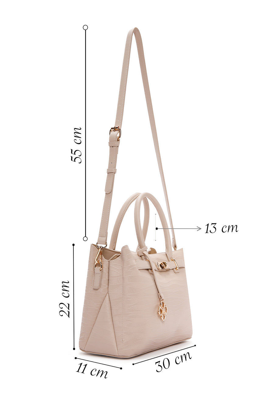 Woman Beige Long Strap Printed Shoulder Bag