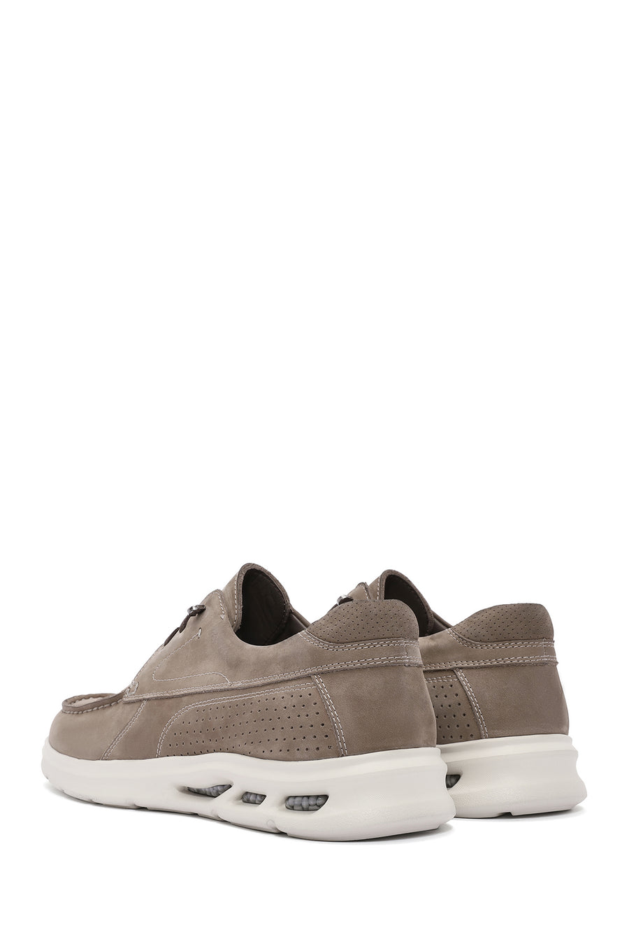 Men's Beige Lace-Up Nubuck Leather Casual Shoes
