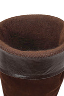 Woman Brown Thick Heeled Suede Boots | Derimod