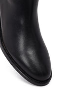 Women's Black Zippered Leather Boots | Derimod