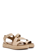 Women's Brown Ankle Strap Thick Soled Leather Sandals | Derimod
