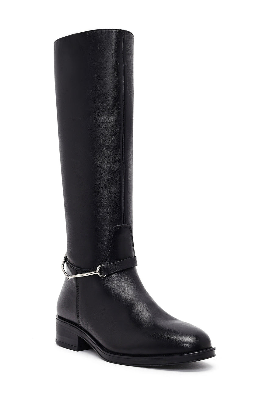 Women's Black Leather Boots with Accessories