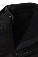 Male Black Zip Closure Leather Combat Boots | Derimod