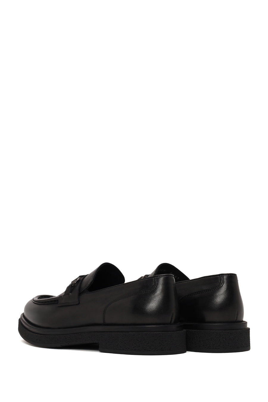 Erkek Siyah Tokalı Deri Casual Loafer