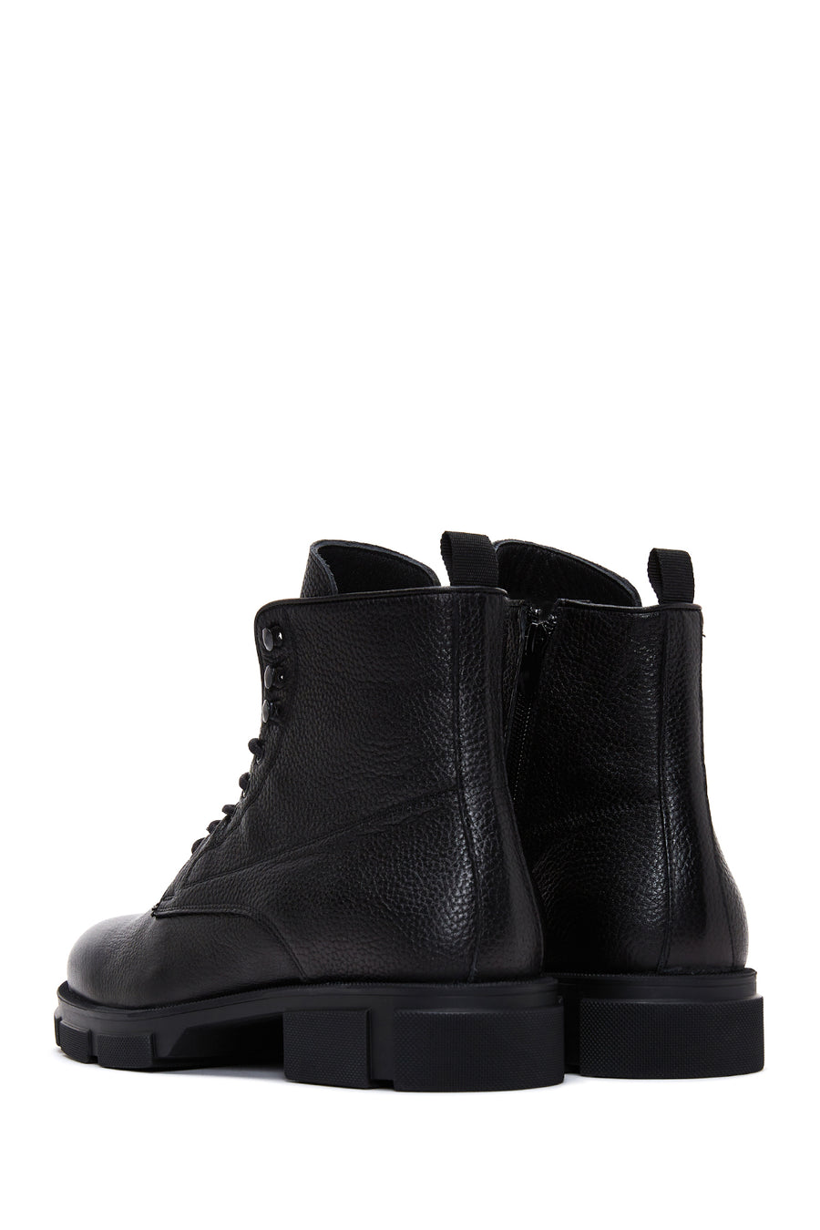 Men's Black Leather Zippered Boots