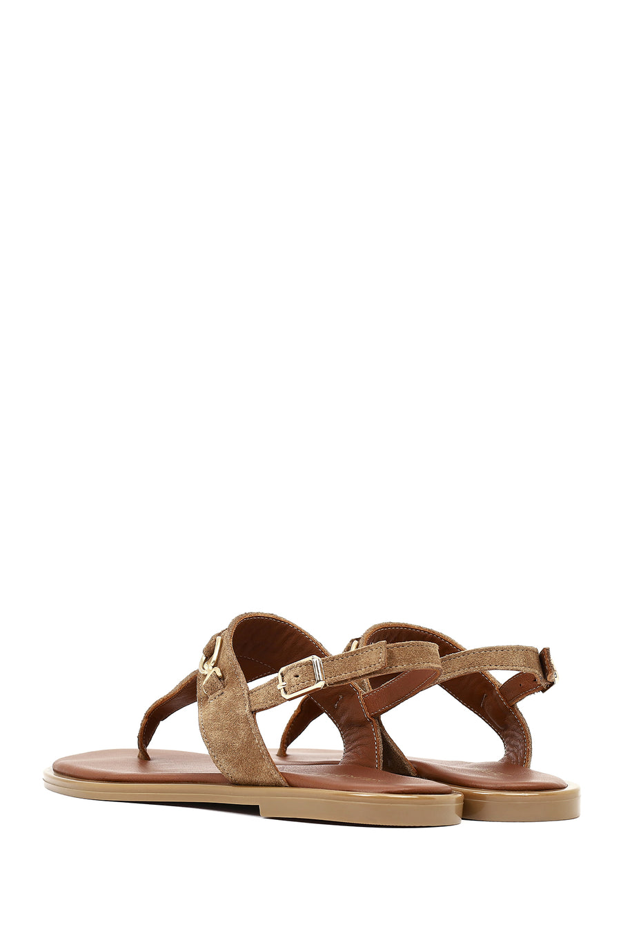 Women's Tan Suede Leather Thong Sandals