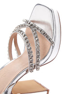 Women's Silver Stone High Heel Sandals | Derimod