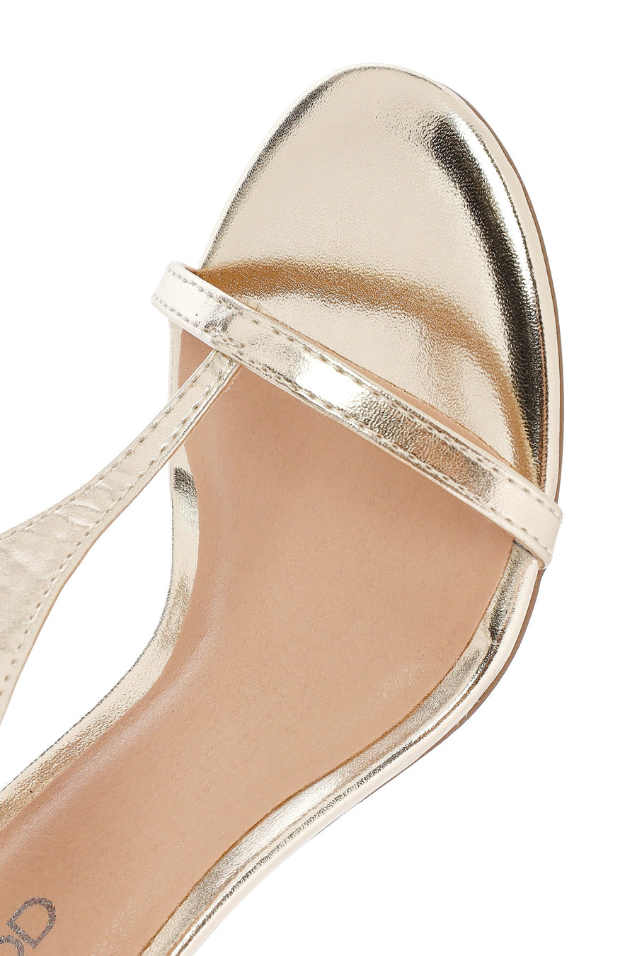 Women's Gold Ankle Buckle High Thin Heel Metallic Sandal