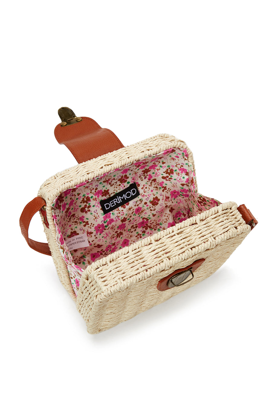 Women's Cream Long Strap Straw Crossbody Bag