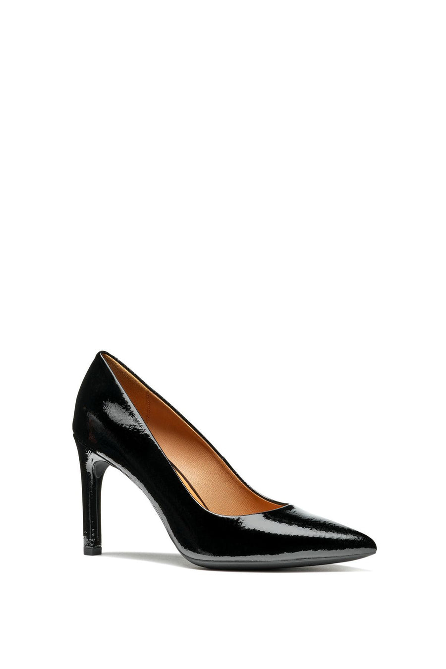 Geox Women's Black Faviola Thin Heeled Patent Leather Stiletto