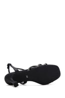 Women's Black Stone Evening Dress Thin Heel Sandals | Derimod