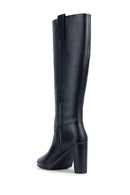 Geox Women's Black Walk Pleasure Leather Plaftorm Heeled Boots | Derimod