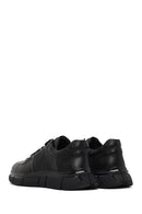 Men's Black Lace-Up Thick-Soled Leather Sneaker | Derimod