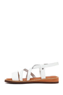Woman White Ankle-Strap Buckled Leather Bodrum Sandal | Derimod