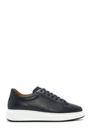 Men's Navy Blue Lace-Up Leather Sneaker | Derimod