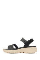 Woman Black Thick-Soled Fabric Comfort Sandal | Derimod