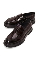 Erkek Bordo Kalın Tabanlı Deri Loafer | Derimod
