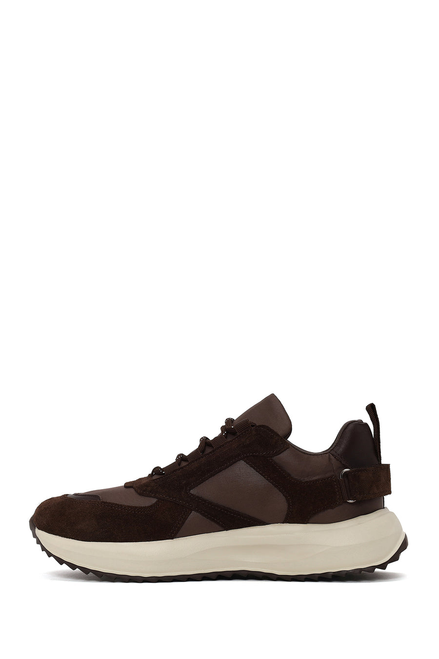 Woman Brown Lace-up Thick-soled Leather Sneaker