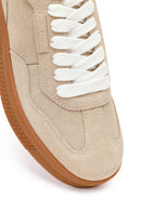 Woman Beige Lace-Up Suede Leather Sneaker | Derimod