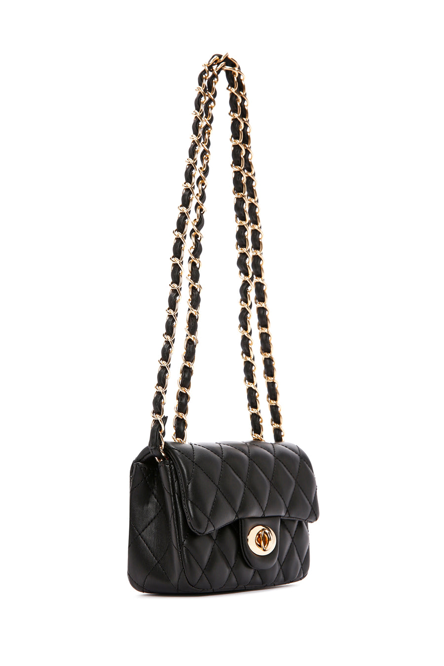 Women's Black Long Strap Quilted Crossbody Bag