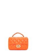 Women's Orange Long Strap Quilted Crossbody Bag | Derimod
