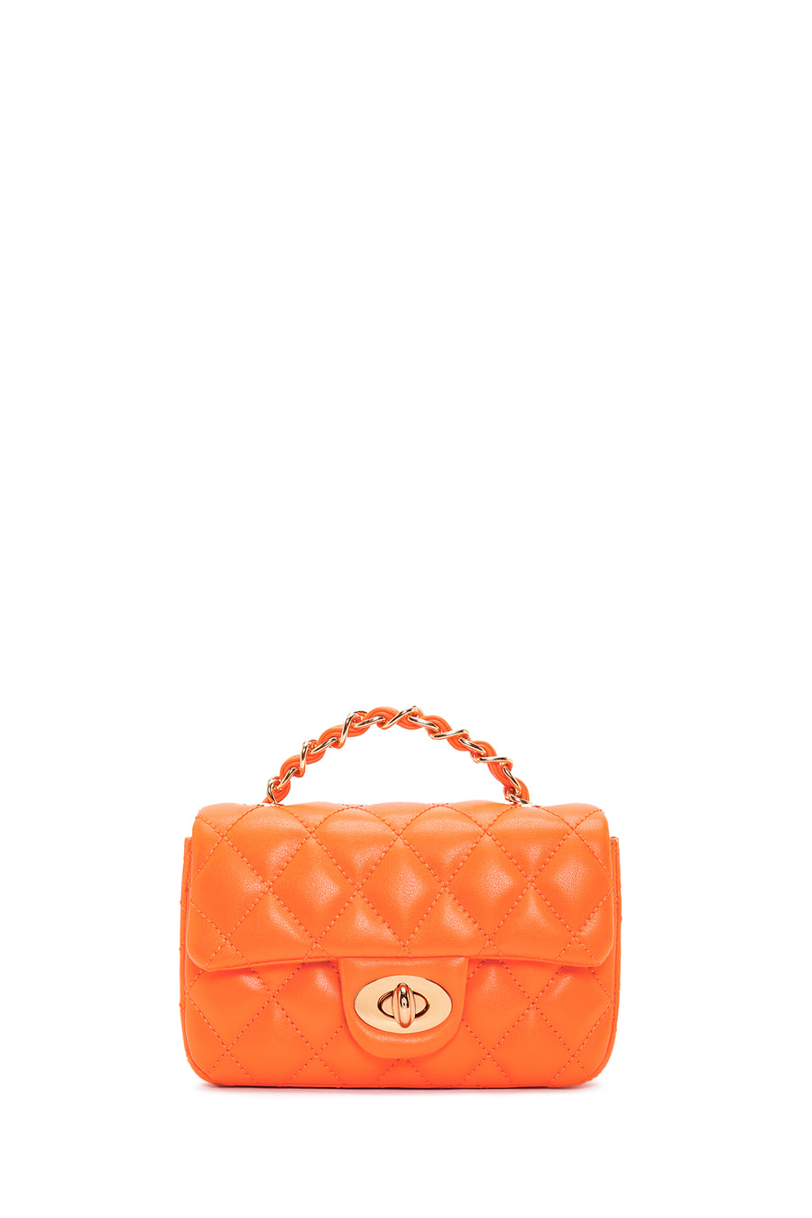 Women's Orange Long Strap Quilted Crossbody Bag