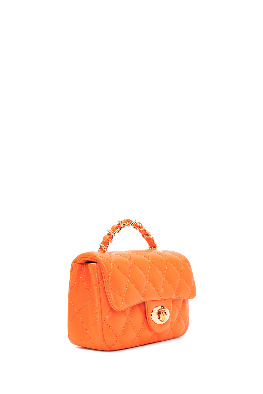 Women's Orange Long Strap Quilted Crossbody Bag