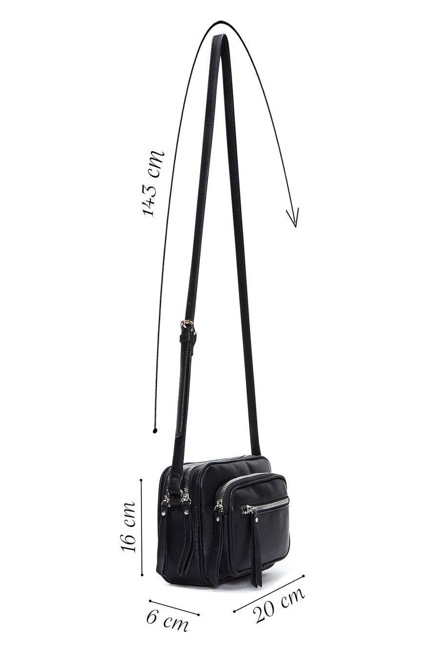 Women's Black Long Strap Crossbody Bag