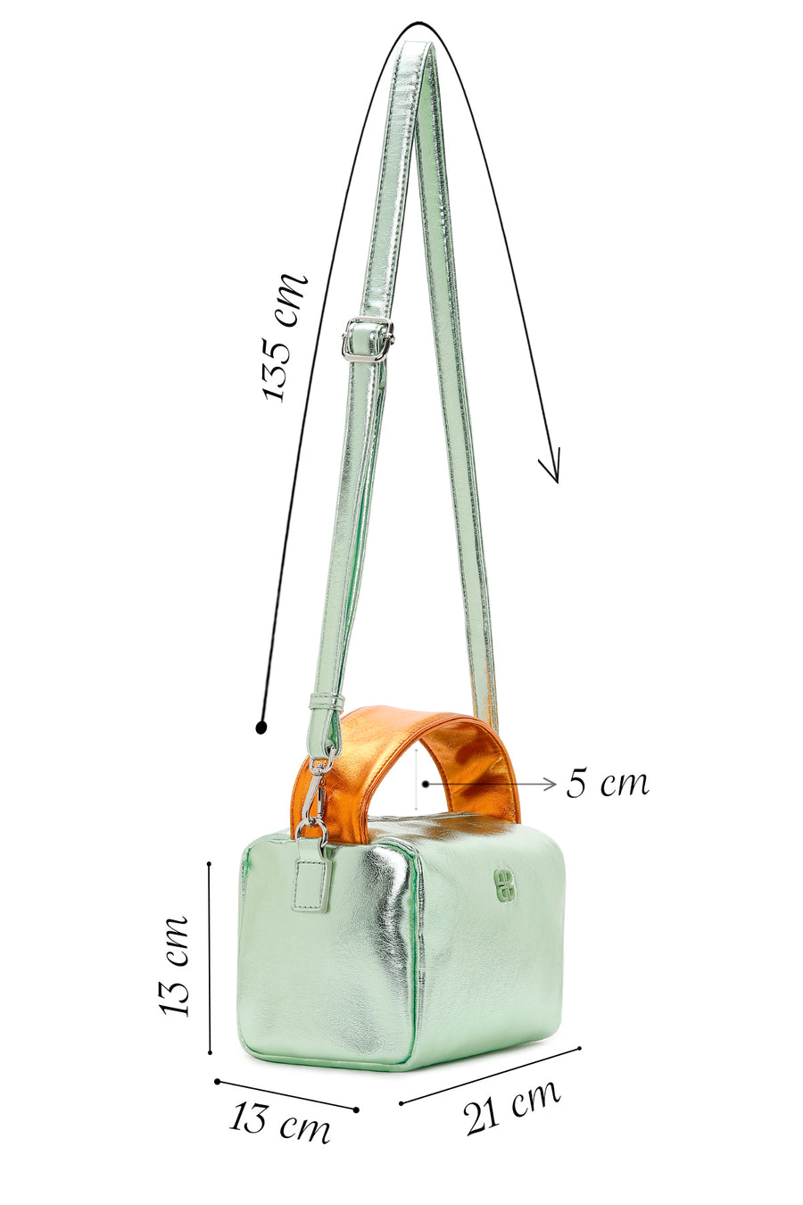Women's Green Long Strap Metallic Crossbody Bag