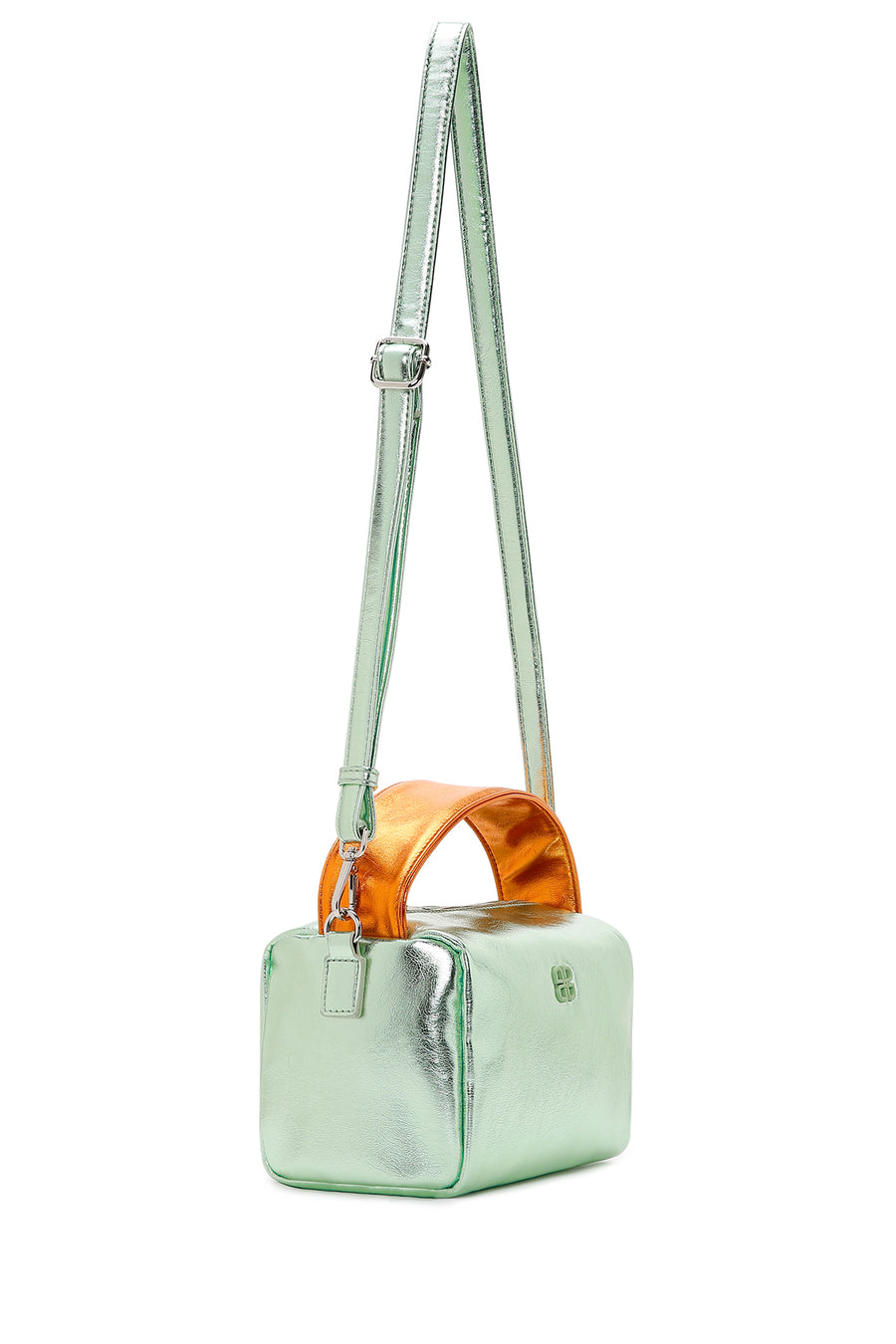 Women's Green Long Strap Metallic Crossbody Bag