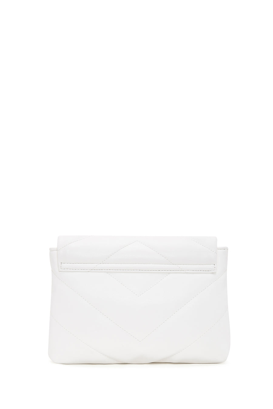Women's White Long Strap Quilted Crossbody Bag