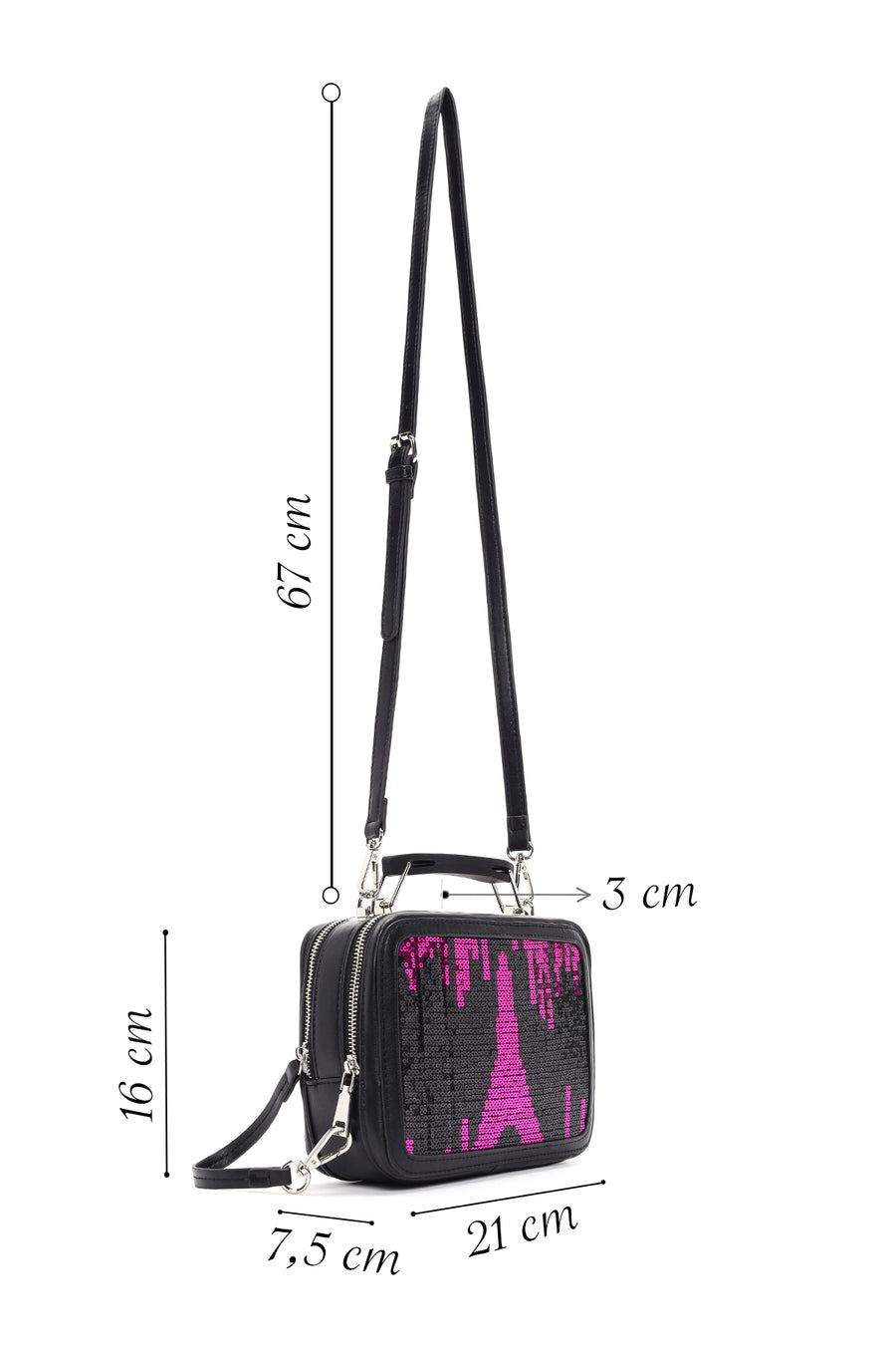 Women Black Long Strap Crossbody Bag