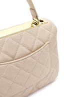 Women's Cream Long Strap Quilted Sleeve Bag | Derimod