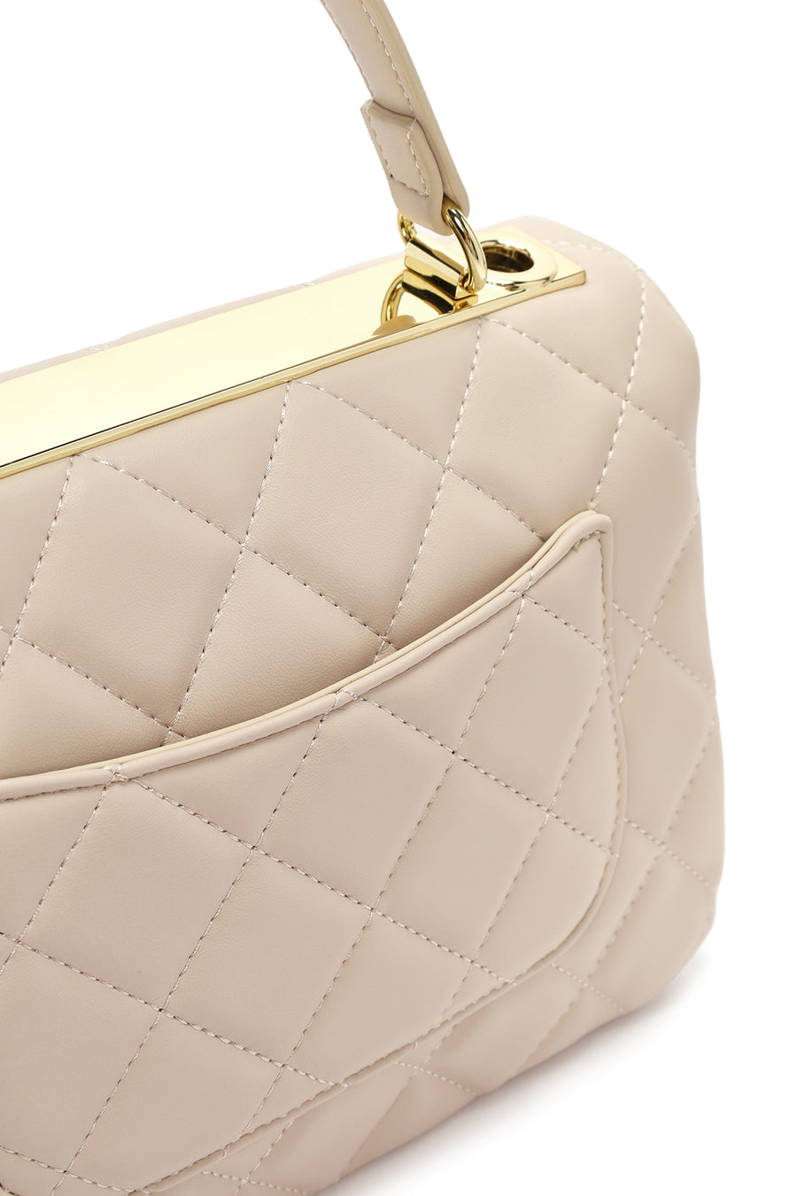 Women's Cream Long Strap Quilted Sleeve Bag