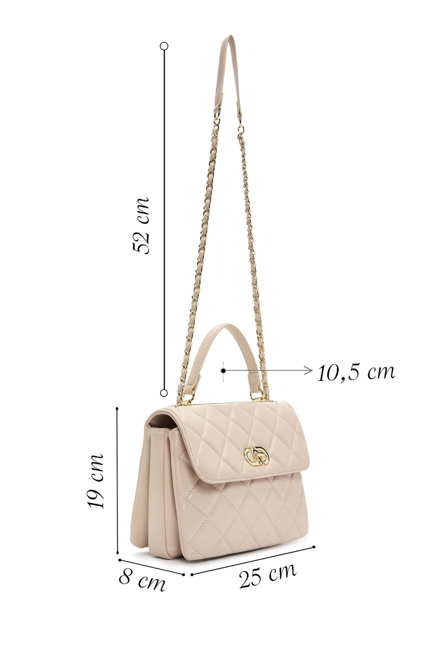 Women's Cream Long Strap Quilted Sleeve Bag
